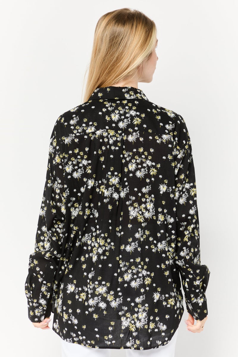 Scotch & Soda Women Spread Collar Long Sleeves Floral Print Shirt, Multicolor  - Image 4