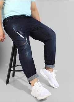 Instafab Plus Men's Classic Blue Dark-Washed Regular Fit Denim Jeans  - Image 1