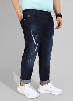 Instafab Plus Men's Classic Blue Dark-Washed Regular Fit Denim Jeans  - Image 3