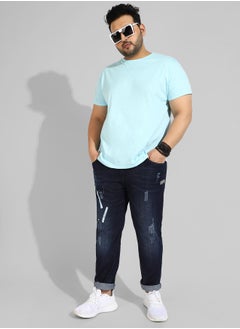 Instafab Plus Men's Classic Blue Dark-Washed Regular Fit Denim Jeans  - Image 5