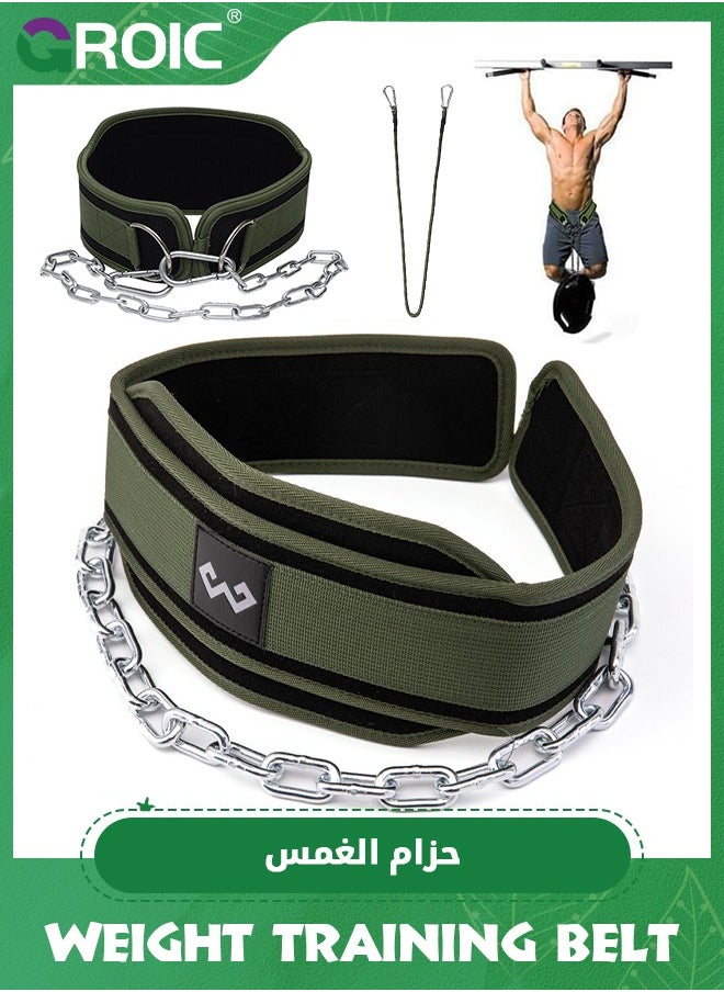 GROIC Dip Belt with Steel Chain for Weightlifting Pullup Gym Weighted Lifting Belt for Powerlifting Squat Bodybuilding Waist Support,Pull Ups Belt  - Image 1