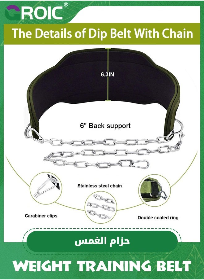 GROIC Dip Belt with Steel Chain for Weightlifting Pullup Gym Weighted Lifting Belt for Powerlifting Squat Bodybuilding Waist Support,Pull Ups Belt  - Image 3