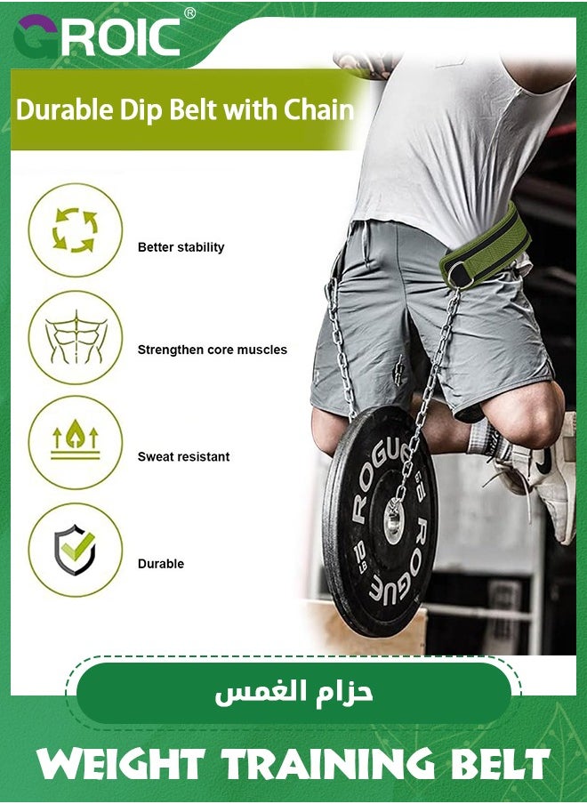 GROIC Dip Belt with Steel Chain for Weightlifting Pullup Gym Weighted Lifting Belt for Powerlifting Squat Bodybuilding Waist Support,Pull Ups Belt  - Image 2