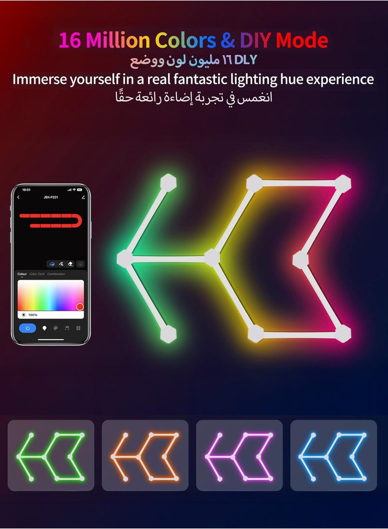 كيسويت مصابيح حائط LED تعمل بالواي فاي، عبوة من 9 مصابيح ألعاب LED ذكية RGB مع أكثر من 16 مليون لون و44 مشهدًا، شريط إضاءة RGB ذكي لمزامنة الموسيقى والتحكم الصوتي لغرفة الألعاب وغرفة النوم والتلفزيون وديكور المنزل - Image 3