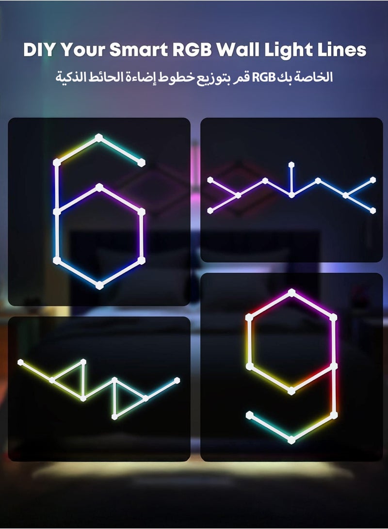 كيسويت مصابيح حائط LED تعمل بالواي فاي، عبوة من 9 مصابيح ألعاب LED ذكية RGB مع أكثر من 16 مليون لون و44 مشهدًا، شريط إضاءة RGB ذكي لمزامنة الموسيقى والتحكم الصوتي لغرفة الألعاب وغرفة النوم والتلفزيون وديكور المنزل - Image 2