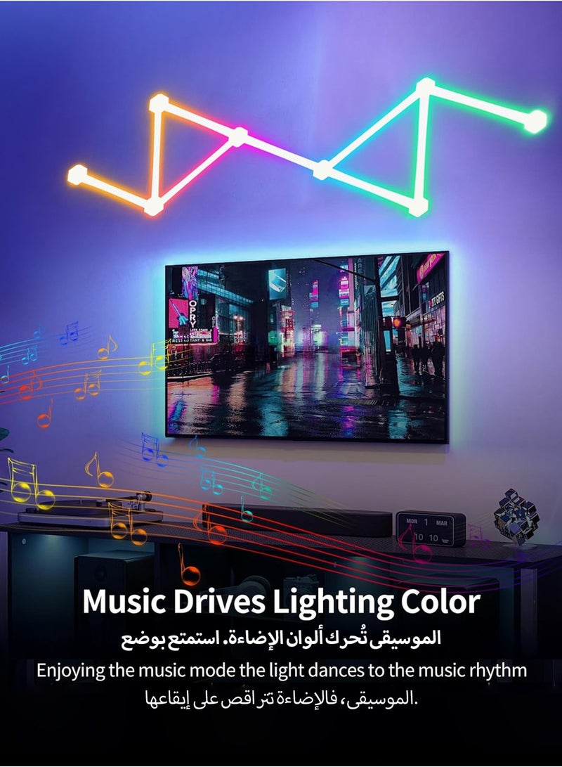 كيسويت مصابيح حائط LED تعمل بالواي فاي، عبوة من 9 مصابيح ألعاب LED ذكية RGB مع أكثر من 16 مليون لون و44 مشهدًا، شريط إضاءة RGB ذكي لمزامنة الموسيقى والتحكم الصوتي لغرفة الألعاب وغرفة النوم والتلفزيون وديكور المنزل - Image 5