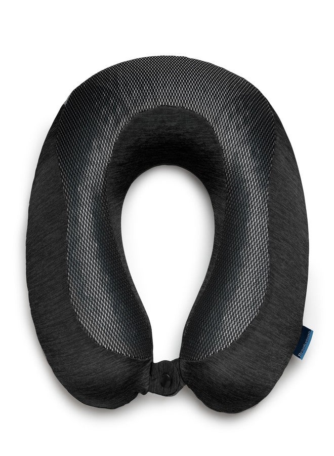 Brookstone Cool Touch Memory Foam Head and Neck Travel Pillow for Vacations, Airplanes, Trains, Buses, and Cars, Black - Image 1