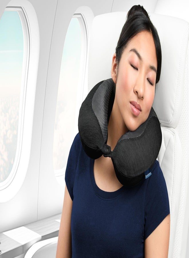 Brookstone Cool Touch Memory Foam Head and Neck Travel Pillow for Vacations, Airplanes, Trains, Buses, and Cars, Black - Image 5