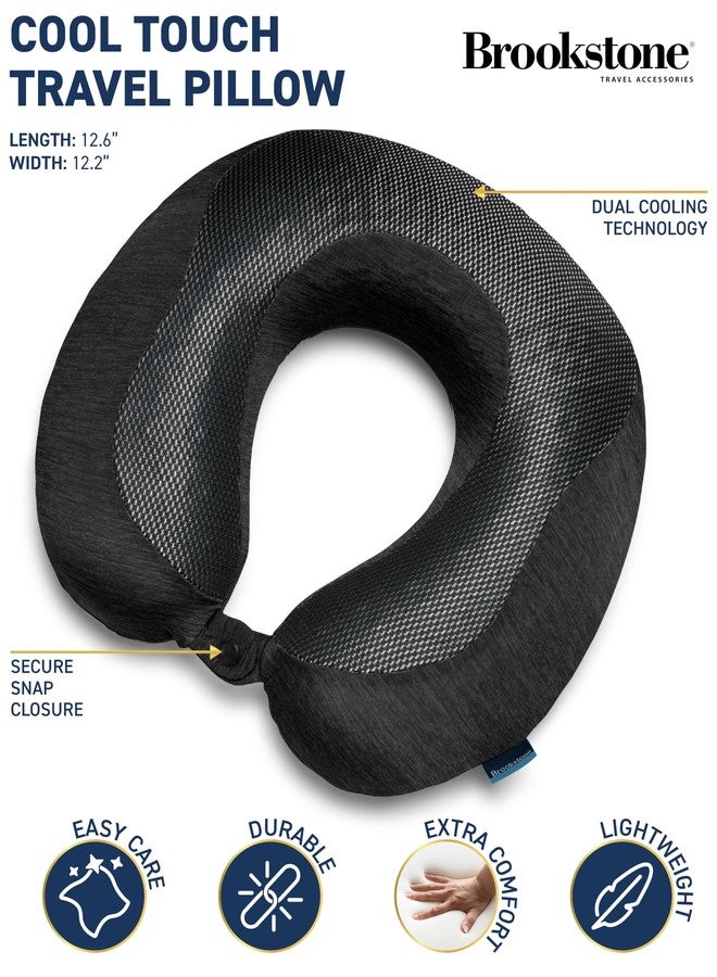 Brookstone Cool Touch Memory Foam Head and Neck Travel Pillow for Vacations, Airplanes, Trains, Buses, and Cars, Black - Image 2