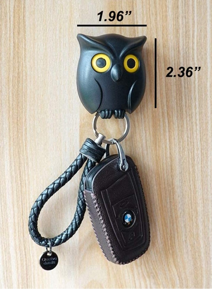 Magnetic Owl Key Holder Set with Automatic Open Close Eyes, 3 Pcs Cute Night Owl Keyring Holder for Wall, Easy Wall Mounting with Self-Adhesive Tape
