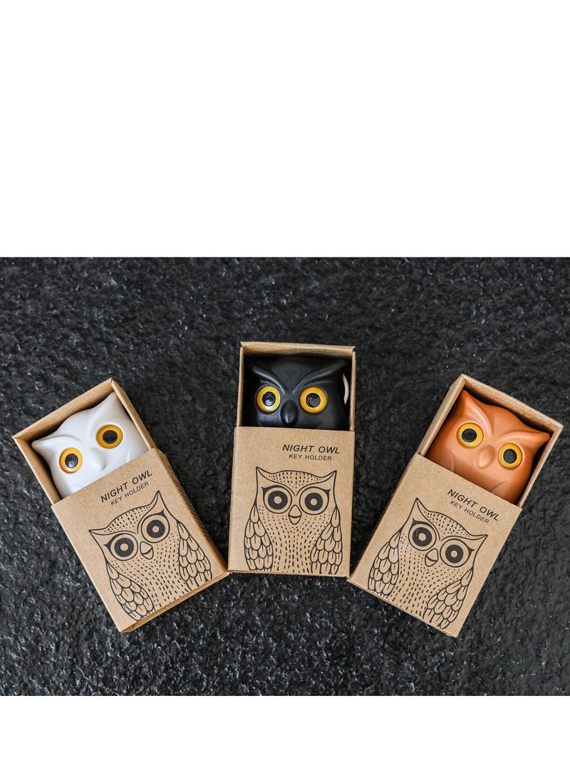 SYOSI Magnetic Owl Key Holder Set with Automatic Open Close Eyes, 3 Pcs Cute Night Owl Keyring Holder for Wall, Easy Wall Mounting with Self-Adhesive Tape  - Image 5