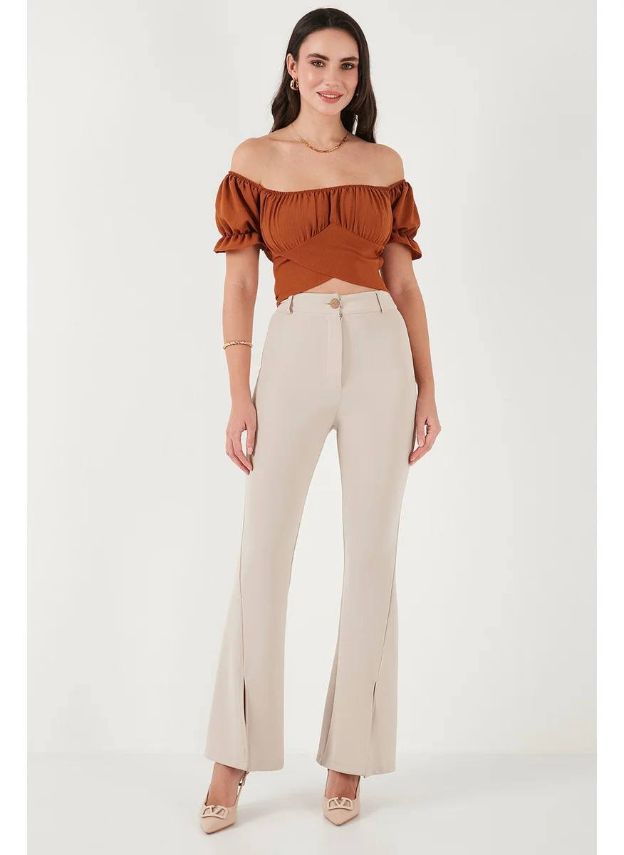 Lela Regular Fit Madonna Collar Tie Detail Crop Blouse Women's Blouse 6527017
