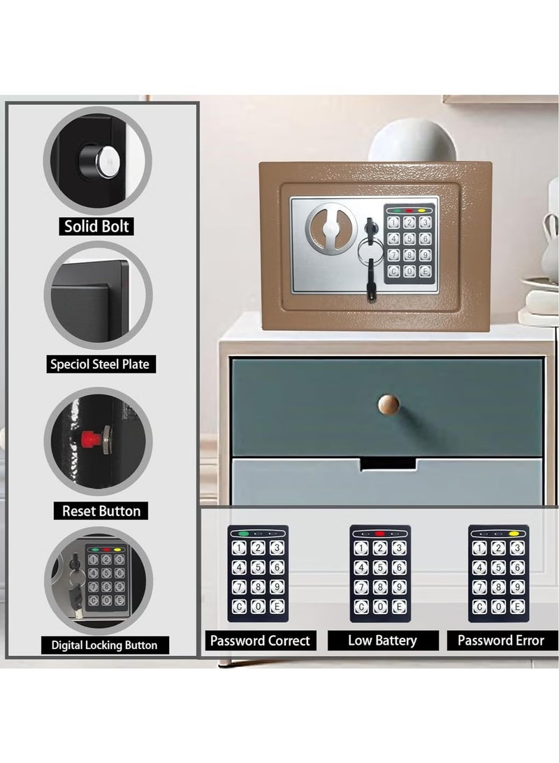 صندوق نقود صغير مزود بلوحة مفاتيح ومفتاح، وصناديق قفل نقود، وخزنة أمان شخصية إلكترونية بقفل مخفي، وصناديق أمان مصنوعة من سبائك فولاذية للاستخدام المنزلي والمكتب وغرف الفنادق والأعمال - Image 3