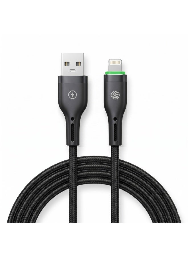 FIFTH ELEMENT NEXA  1m USB-A to Lightning Nylon Cable with Smart Auto Power-Off & LED Charging Indicator – Black - Image 1