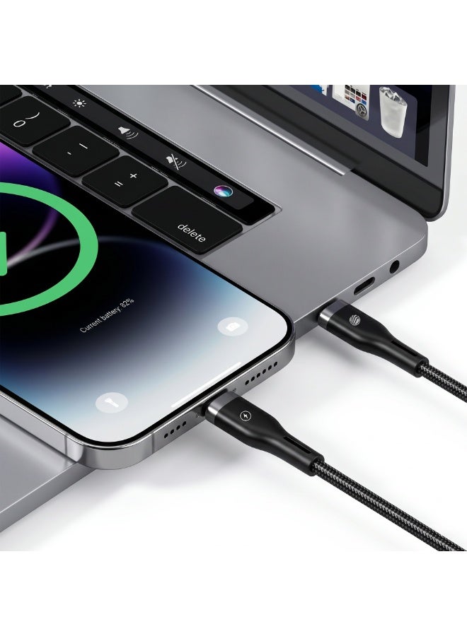 FIFTH ELEMENT NEXA  1m USB-A to Lightning Nylon Cable with Smart Auto Power-Off & LED Charging Indicator – Black - Image 3