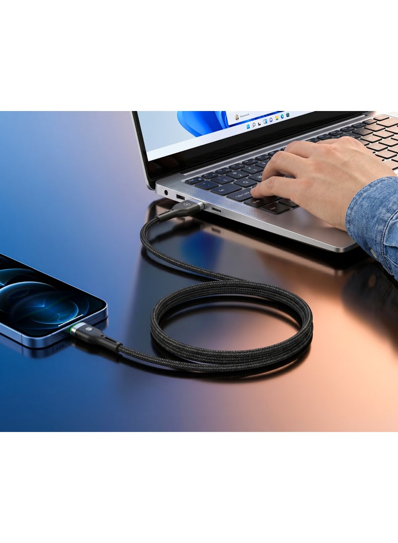 فيفث إيليمنت FIFTH ELEMENT 1m USB-A to Lightning Nylon Cable with Smart Auto Power-Off & LED Charging Indicator – Black - Image 5