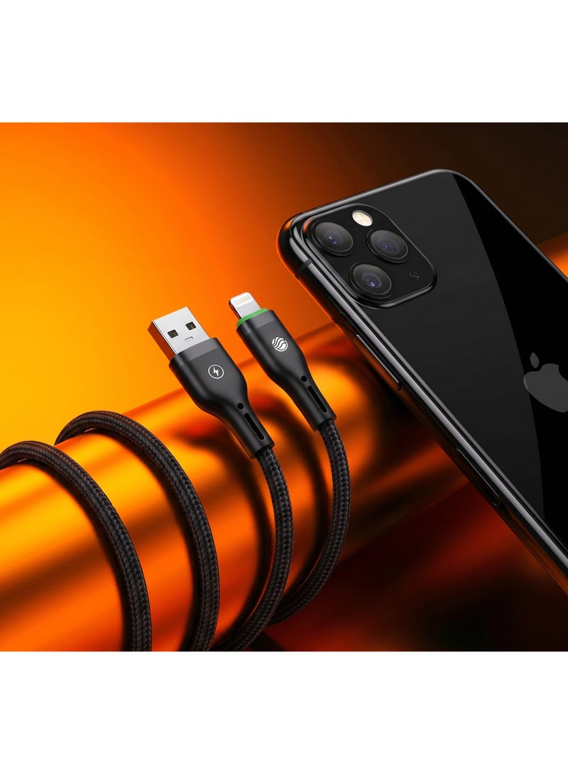 فيفث إيليمنت FIFTH ELEMENT 1m USB-A to Lightning Nylon Cable with Smart Auto Power-Off & LED Charging Indicator – Black - Image 4