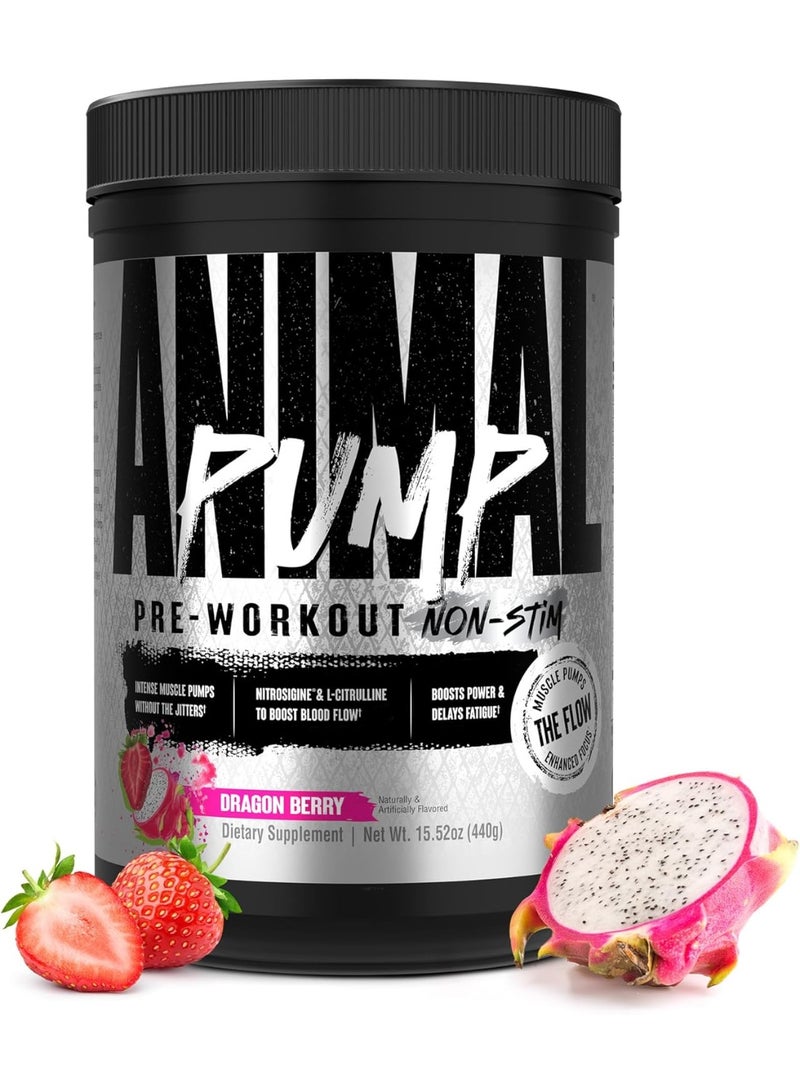 ANIMAL Universal Nutrition Animal Pump Pre-Workout Non-Stim | Dragon Berry | 440g | Nitrosigine® & L-Citrulline for Pump, Endurance & Focus - Image 1