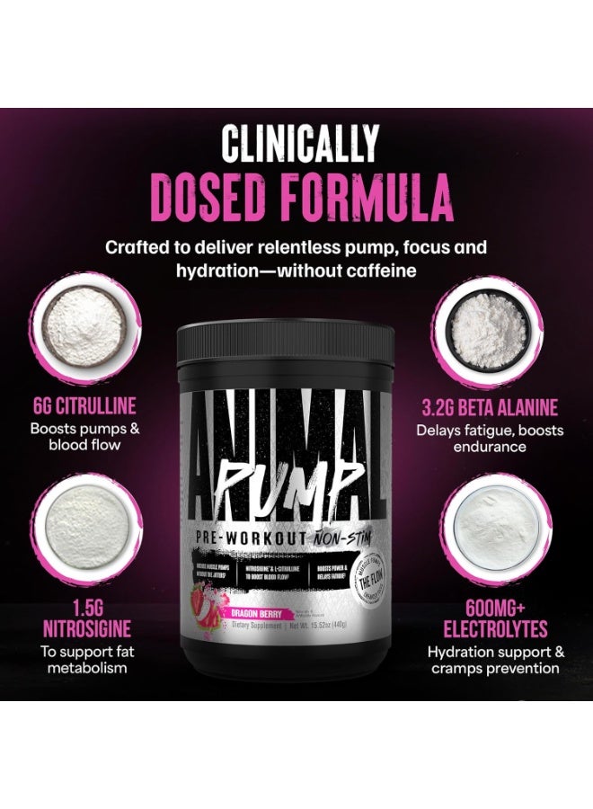 ANIMAL Universal Nutrition Animal Pump Pre-Workout Non-Stim | Dragon Berry | 440g | Nitrosigine® & L-Citrulline for Pump, Endurance & Focus - Image 5