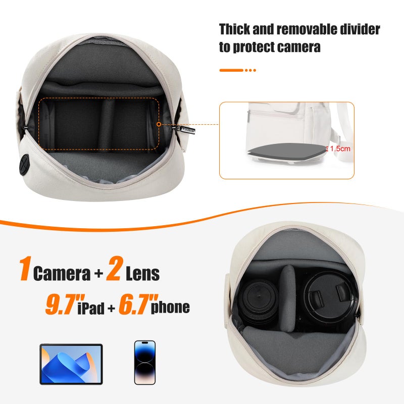 Cwatcun Camera Bag Crossbody Shoulder Messenger Camera Case, Lightweight DSLR/SLR/Mirrorless Photography Bag with Tripod Holder and Rain Cover for Canon, Nikon, Sony, Fuji Cameras, Lens Accessories - Image 3