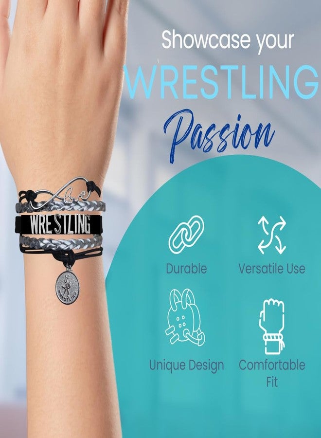 Sportybella Wrestling Charm Infinity Bracelet - Black and Silver Wrestling Jewelry, Gifts for Wrestlers, Teams, Moms, Coaches, and Wrestler Accessories - Image 3