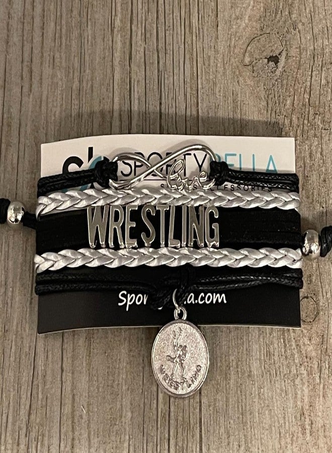 Sportybella Wrestling Charm Infinity Bracelet - Black and Silver Wrestling Jewelry, Gifts for Wrestlers, Teams, Moms, Coaches, and Wrestler Accessories - Image 2
