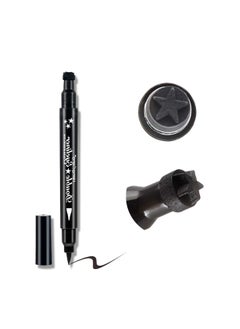 LAMUSELAND LAMUSELAND Eyeliner Stamp Wingliner, Waterproof Smudgeproof Liquid Eye Liner Gel Pen Set, Long Lasting Heart Black Thin Double Ended Pencil Makeup Tools for Women (A Star) 