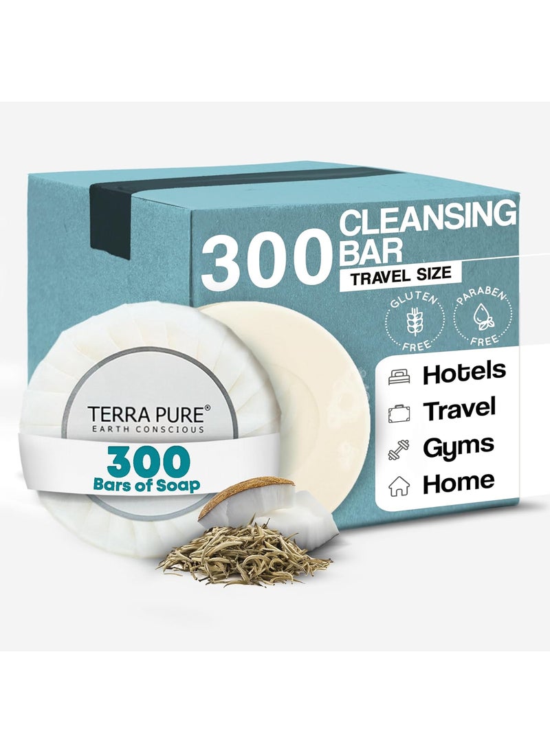 Terra Pure - Terra Pure White Tea & Coconut Soap | Travel Size Toiletries Bulk Set for Hotel Essentials | 0.6 oz Bar Soap | 300 Pieces - Image 1