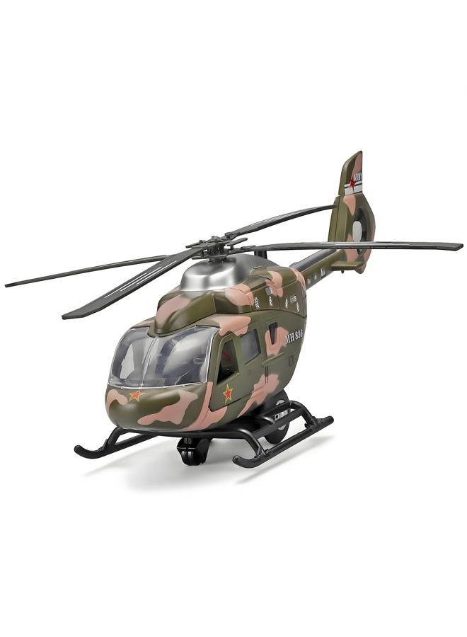 NOVAFUSION Kids Helicopter Toy Diecast Military Helicopter Model Kit,Pull Back Toy Helicopters with Lights and Sound,Toy Airplane with Rotatable Propeller,Helicopters Toys for Boys Age 4-7（ArmyGreen） - Image 1