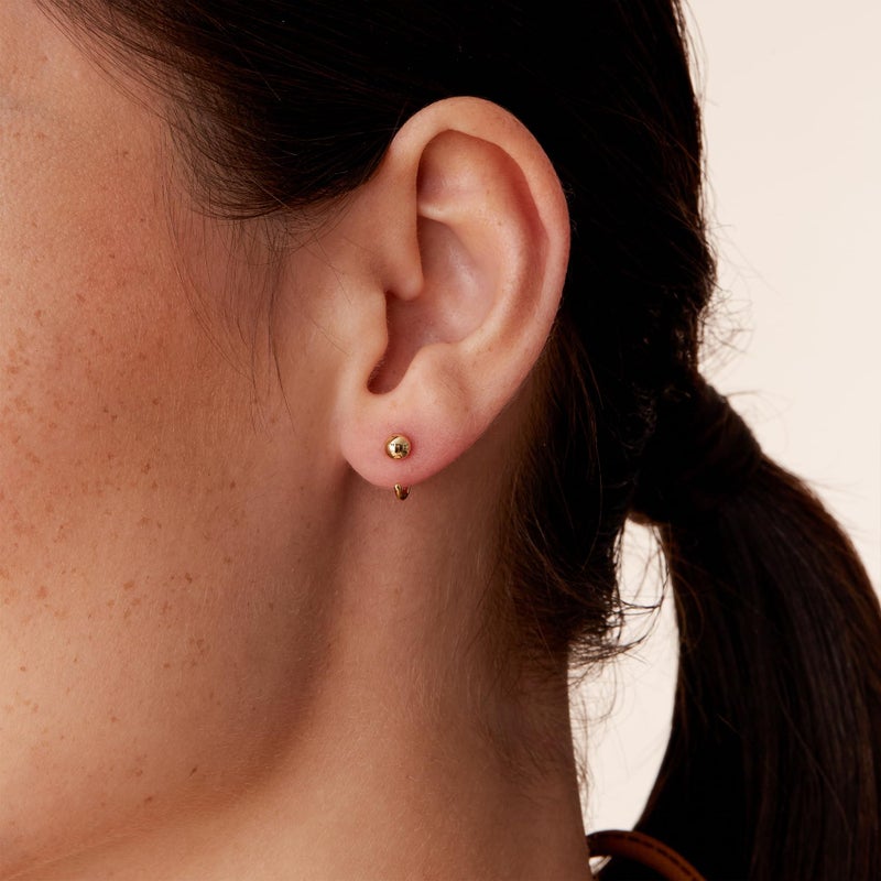PAVOI 14K Gold Plated 925 Sterling Silver Huggie Half Hoop Earrings | Hypoallergenic Minimalist Tiny Cartilage Earring (Round CZ, Rose Gold) - Image 2