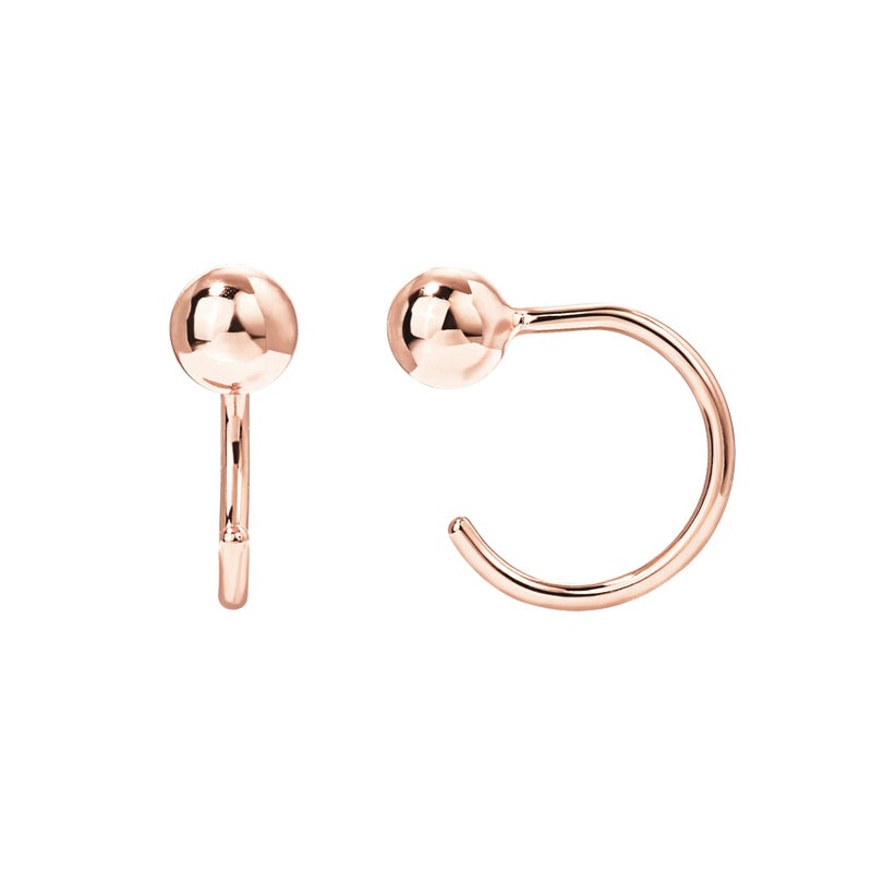 PAVOI 14K Gold Plated 925 Sterling Silver Huggie Half Hoop Earrings | Hypoallergenic Minimalist Tiny Cartilage Earring (Round CZ, Rose Gold) - Image 1