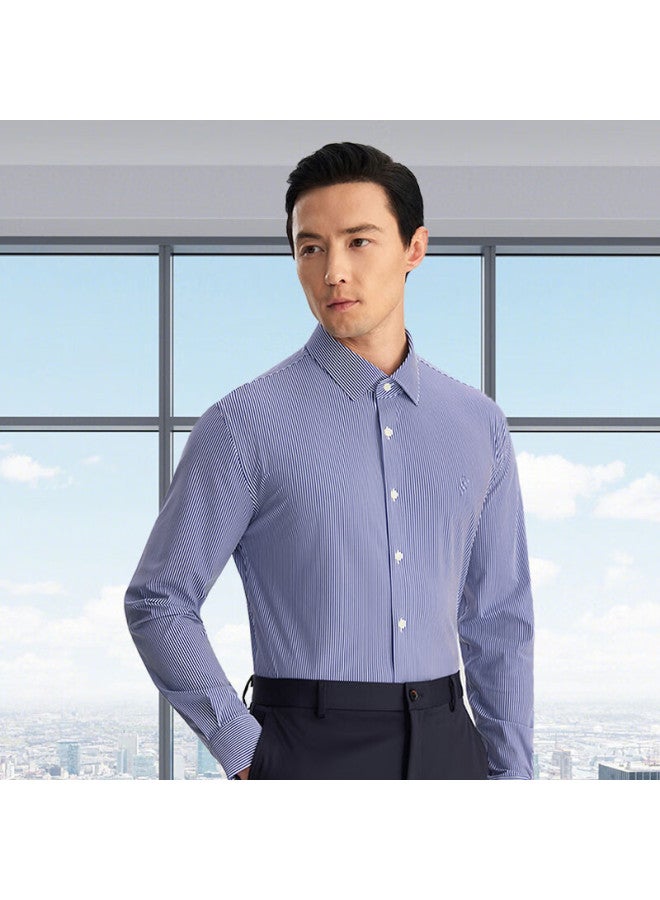 Ouding First-class High-elastic Shirt For Men, 690 Summer Dream Blue, Business Wrinkle-free Casual Striped Long-sleeve Shirt, Summer Dream Blue, Size 43 - Image 3
