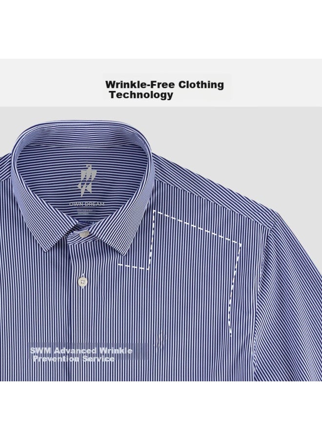Ouding First-class High-elastic Shirt For Men, 690 Summer Dream Blue, Business Wrinkle-free Casual Striped Long-sleeve Shirt, Summer Dream Blue, Size 43 - Image 2