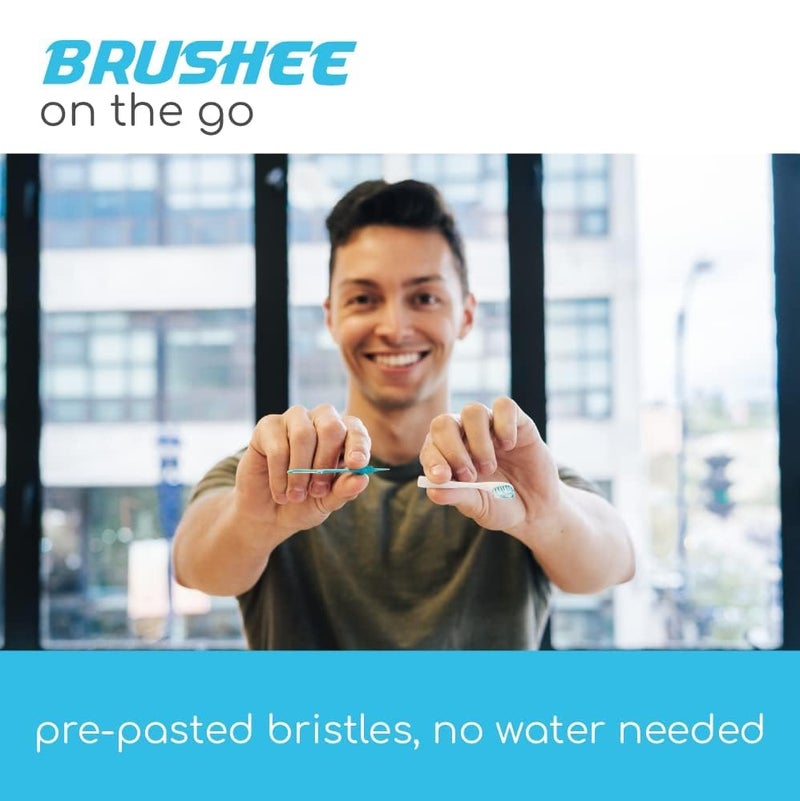 Brushee تطور العناية بالفم والتبييض | فرشاة أسنان تبييض جاهزة للاستخدام أثناء التنقل | 4 في 1 (معجون + فرشاة + خيط + ملقط) | مغلفة بشكل فردي | قابلة للتخلص | فرشاة أسنان للسفر - (عبوة 3)  - Image 4