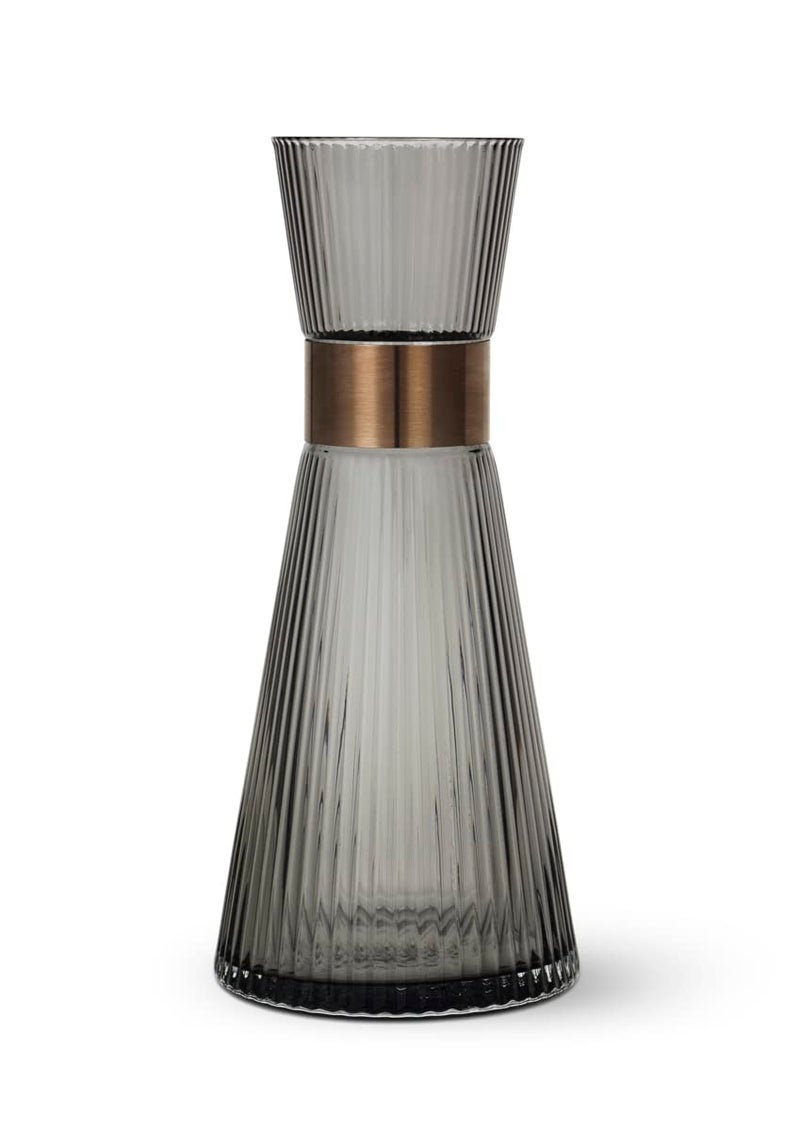 Rosendahl Grand Cru Nouveau 338 oz Water Carafe Elegant SmokeColored Mouth Blown Glass with Patinated Steel Accents Dishwasher Safe Stylish Functional Design for Modern Living - Image 2