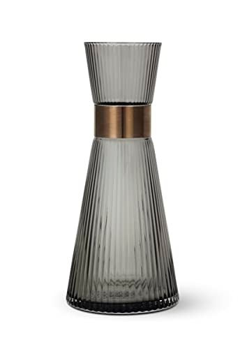 Rosendahl Grand Cru Nouveau 338 oz Water Carafe Elegant SmokeColored Mouth Blown Glass with Patinated Steel Accents Dishwasher Safe Stylish Functional Design for Modern Living - Image 1