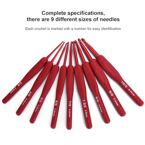 Tusmad 9 Pcs Crochet Hooks Set – Ergonomic Soft Grip Crochet Needles for Arthritic Hands, Comfortable Crochet Kit with 5 Stitch Markers & 4 Pcs Colorful Large-Eye Plastic Sewing Needles – For All Skill Levels - Image 3