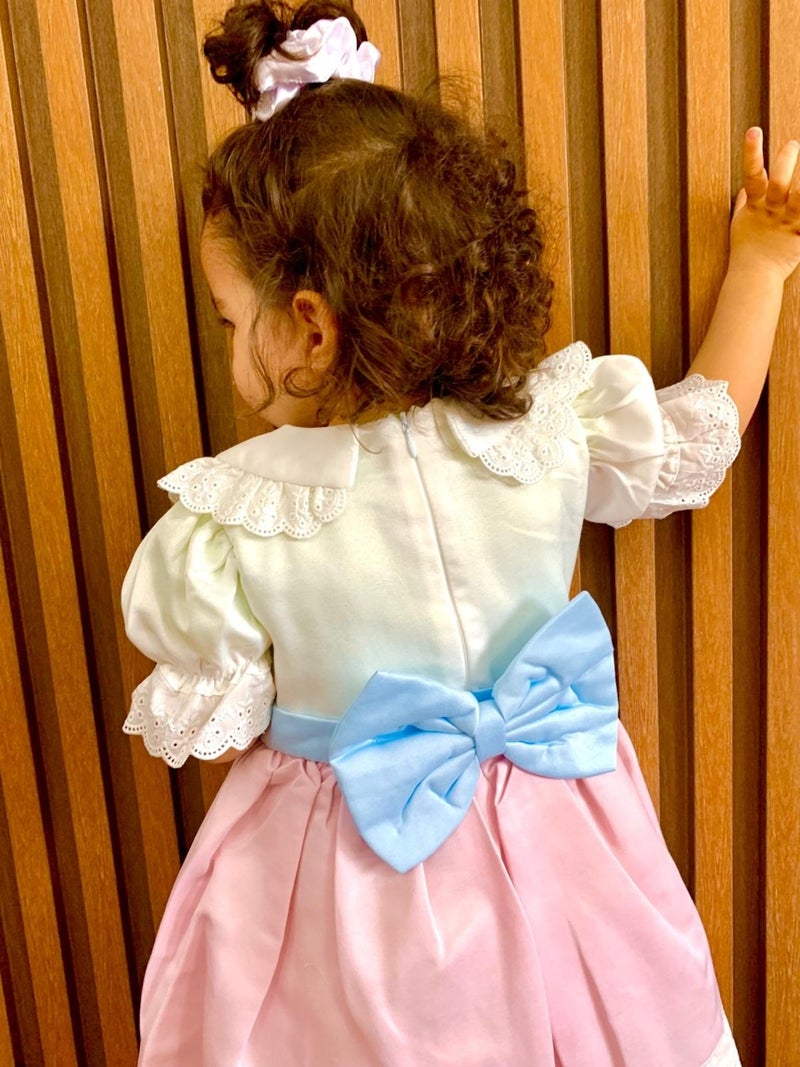 Mini Kiti Mini Kit Baby Girl Vintage Design Pink White Birthday Special Occasion Holiday Dress - Image 1