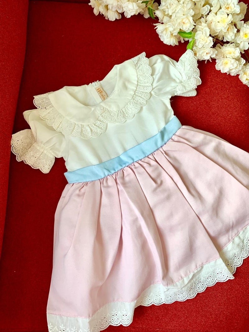 Mini Kiti Mini Kit Baby Girl Vintage Design Pink White Birthday Special Occasion Holiday Dress - Image 5