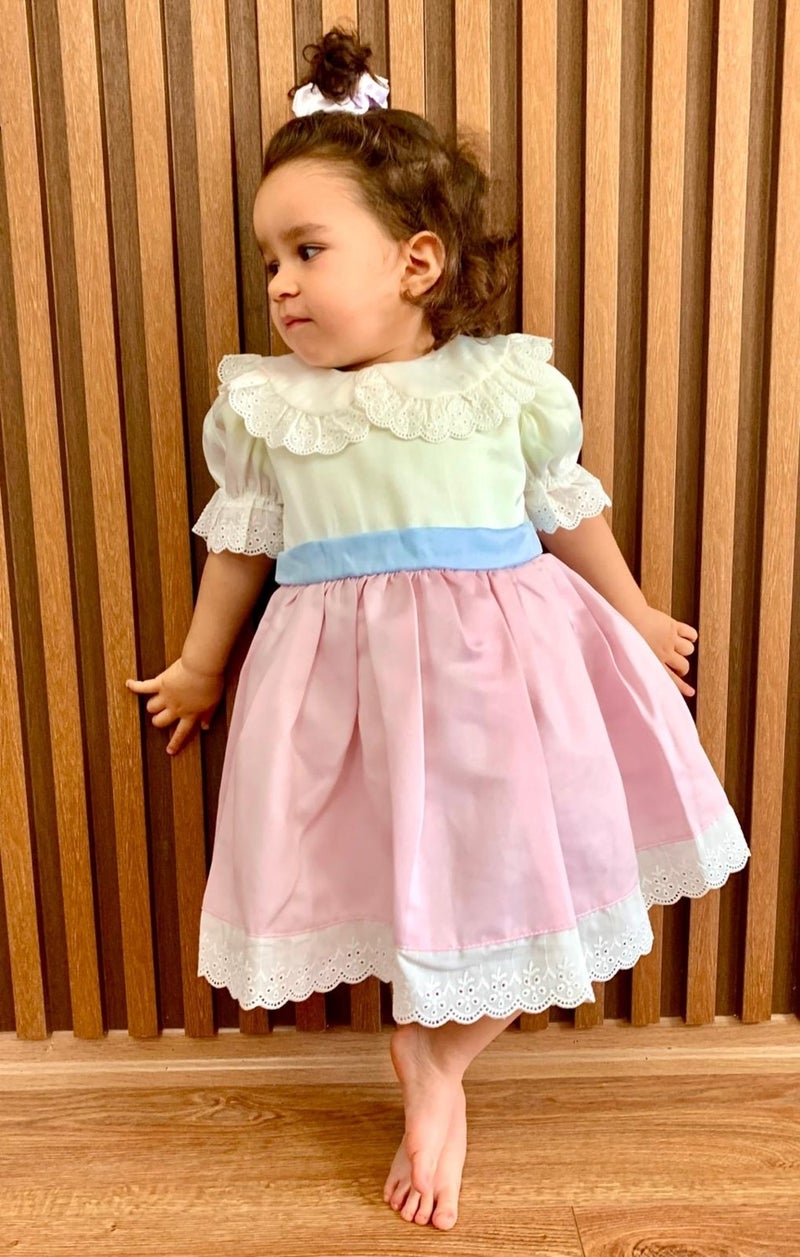 Mini Kiti Mini Kit Baby Girl Vintage Design Pink White Birthday Special Occasion Holiday Dress - Image 2