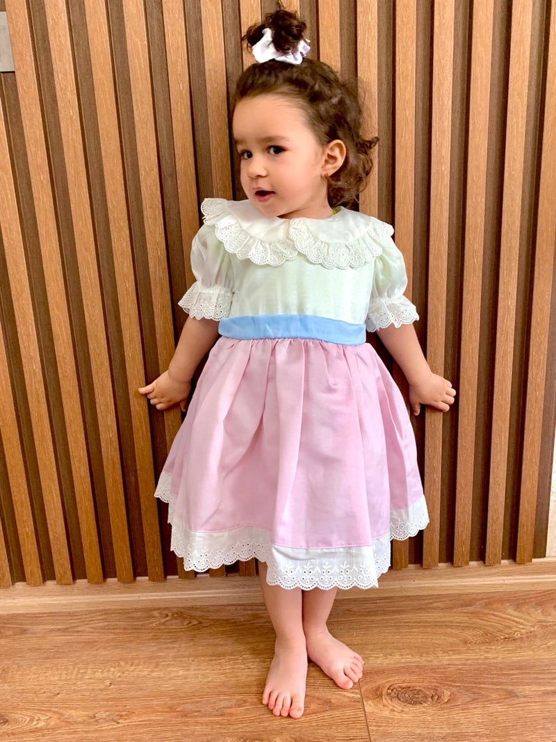 Mini Kiti Mini Kit Baby Girl Vintage Design Pink White Birthday Special Occasion Holiday Dress - Image 4