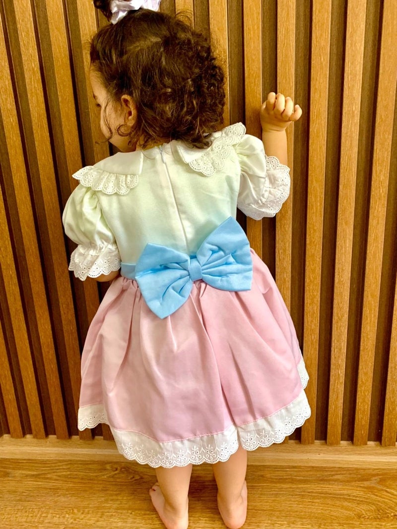 Mini Kiti Mini Kit Baby Girl Vintage Design Pink White Birthday Special Occasion Holiday Dress - Image 3