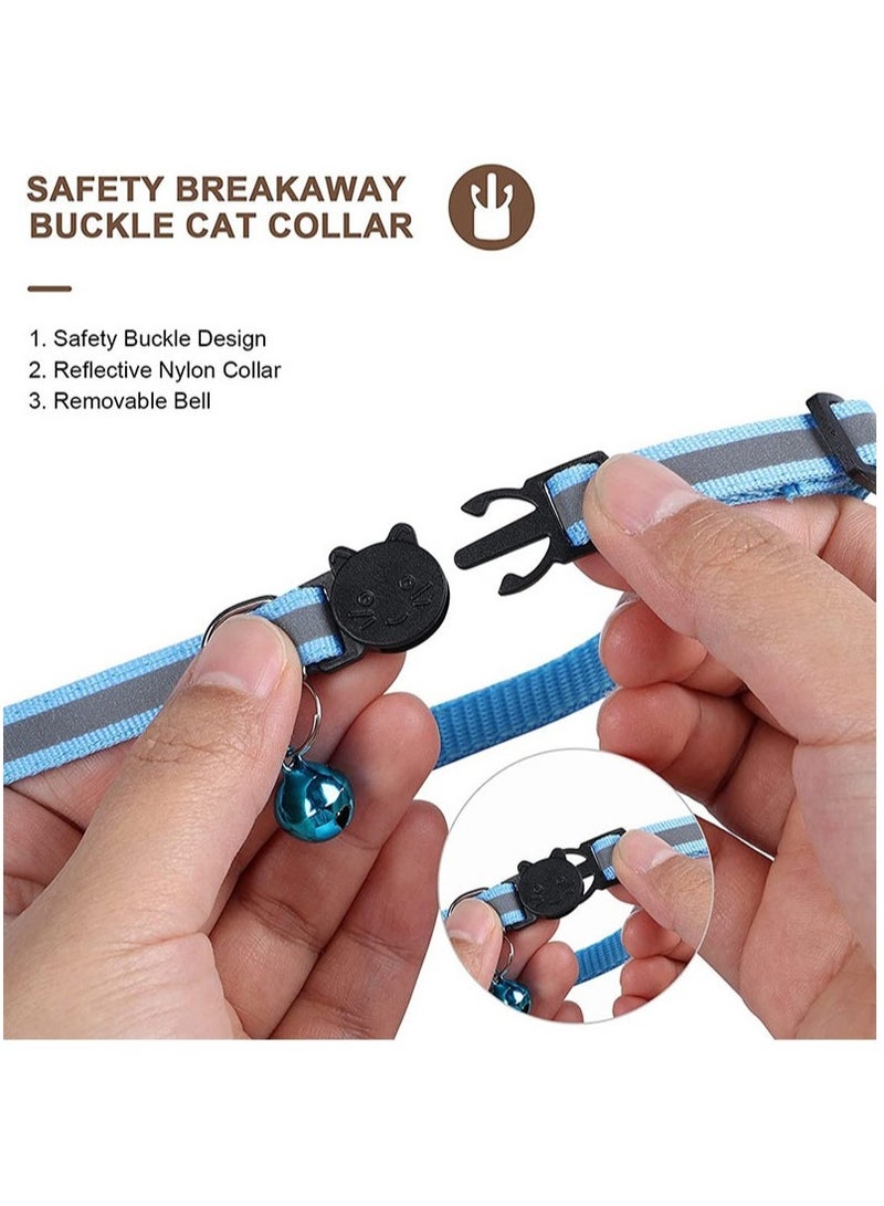 For Airtag Cat Collar With Bell Adjustable Breakaway Kitten Collars Reflective Designed Waterproof Holder Dog Puppy Blue - Image 2