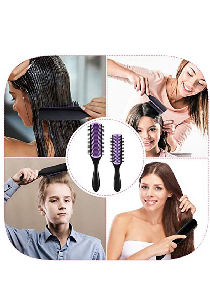 كاست ويف مجموعة فرشاة تصفيف الشعر ذات الشعيرات المصنوعة من النايلون ، فرشاة لفك تشابك الشعر المجعد 9 صفوف ، فرشاة شعر للسفر 5 صفوف و 5 قطع مشابك شعر لفصل وتشكيل وتثبيت الشعر  - Image 3