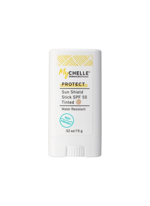 واقي شمس MyCHELLE SPF 50 Tinted - واقي شمس آمن على الشعاب المرجانية المعدنية للوجه