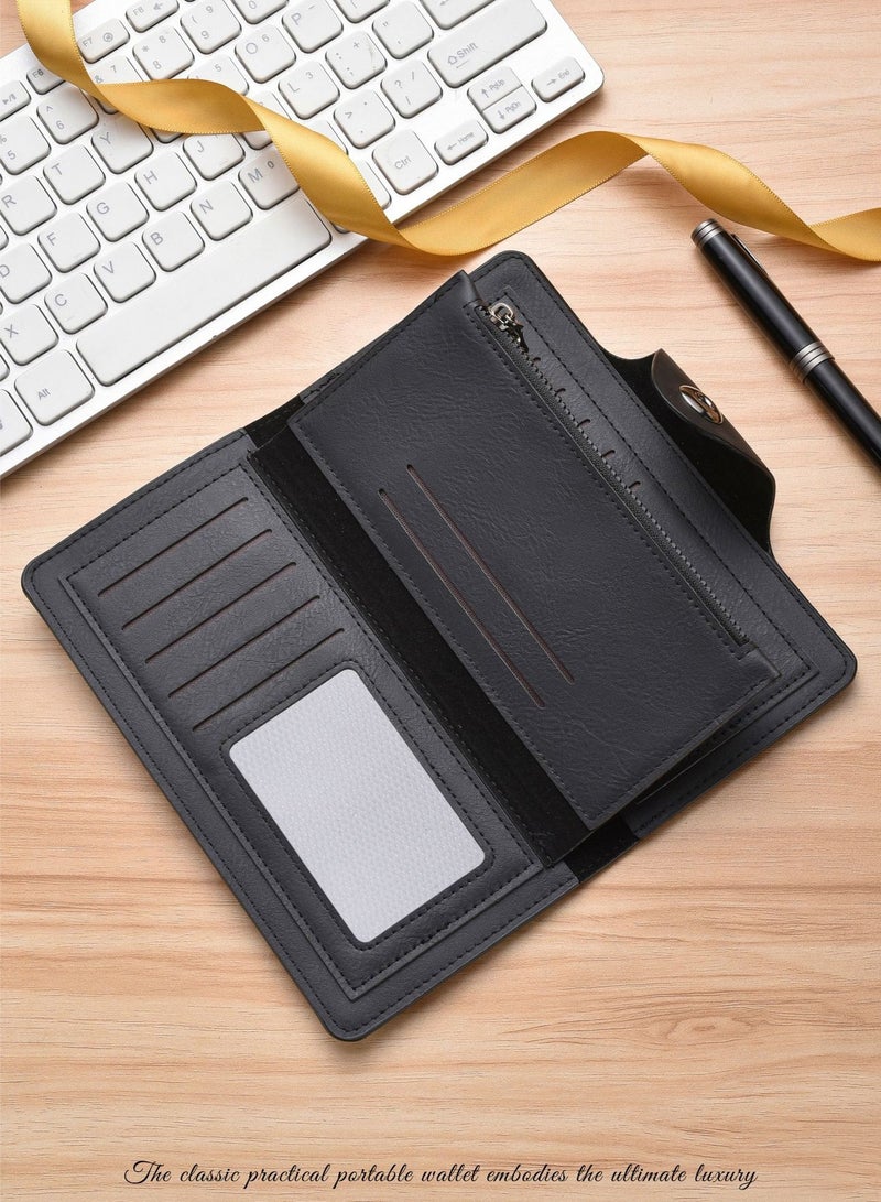 Freegallops Bifold Long Wallet with 15 Credit Card Slots(Black) - Image 4