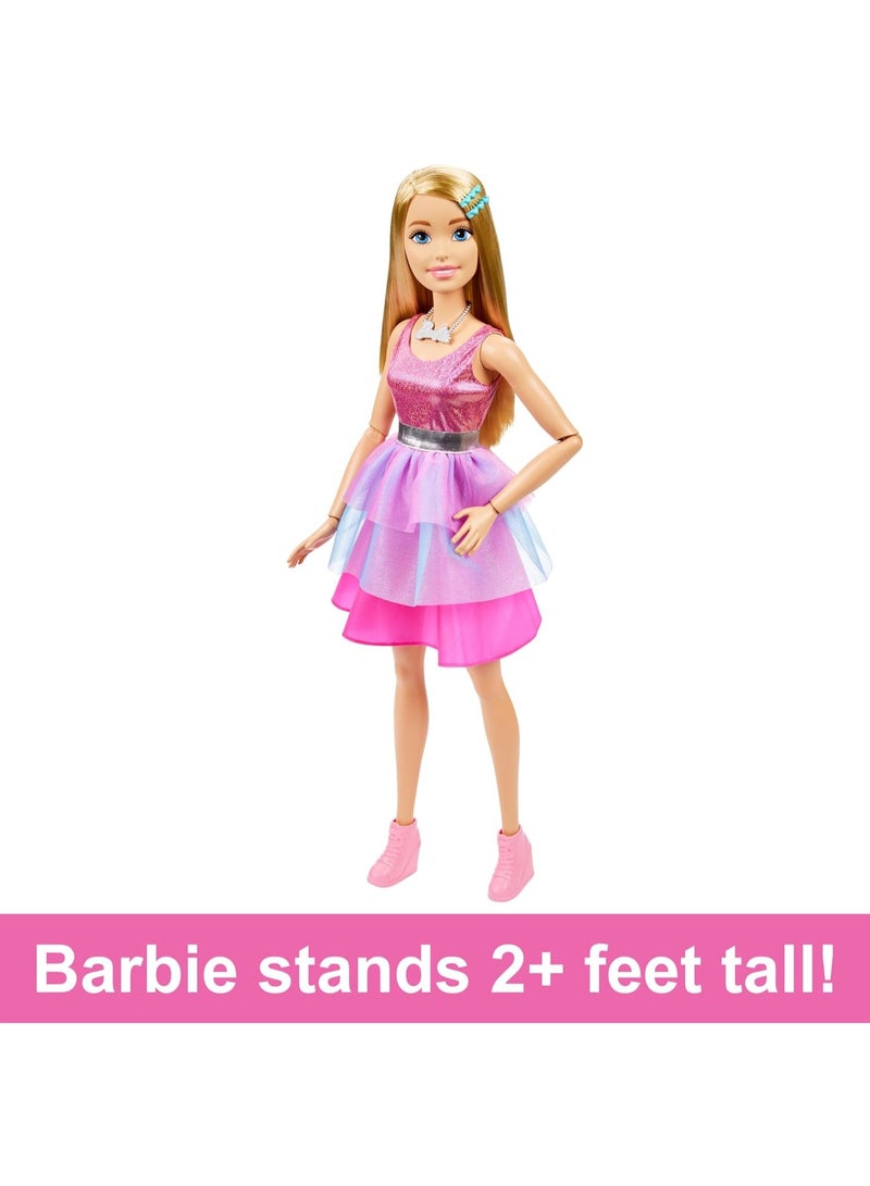 Barbie Large Barbie Doll, 28 Inches Tall, Blond Hair and Shimmery Pink Dress - HJY02 - Image 2