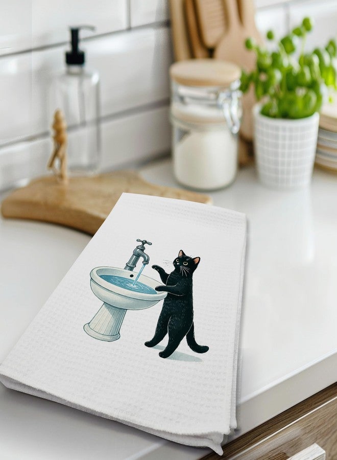 DETIHO Black Cat Hand Towel Set of 4, Funny Bathroom Cat Decorative Towels, Black Cats Gifts for Kids Friends Girls Teacher Adults, 16×24 Inch (A15) - Image 4