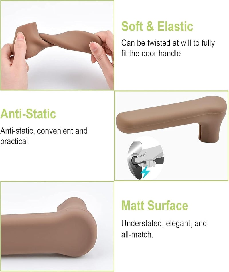 Buildcon 2 Pcs Door Handle,Soft Door Knob Protectors for Home, Silicone Door Handle Cover, Cold Weather Protection Pet Scratch Prevention, (Brown) - Image 2