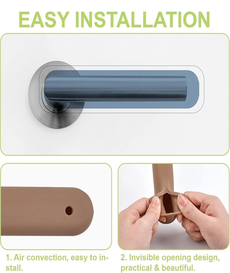 Buildcon 2 Pcs Door Handle,Soft Door Knob Protectors for Home, Silicone Door Handle Cover, Cold Weather Protection Pet Scratch Prevention, (Brown) - Image 4